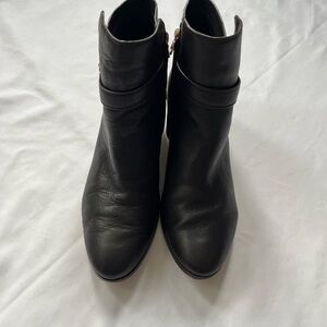Coach Black Leather Ankle Boots Size 10, Gold Hardware, Classic Minimalist